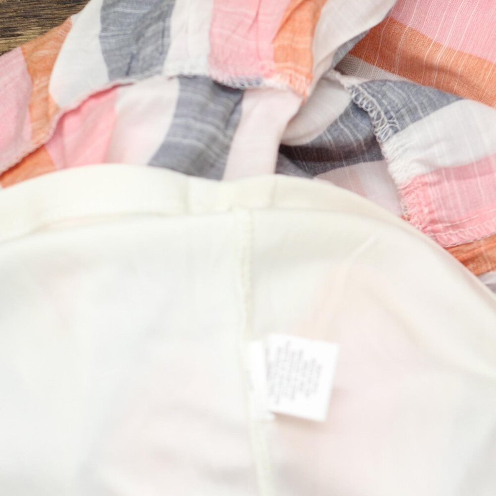 NWT Ny Collection Tiered Dress with Smocked Bodice Peach Pink Stripe Multi PXL - Picture 6 of 6